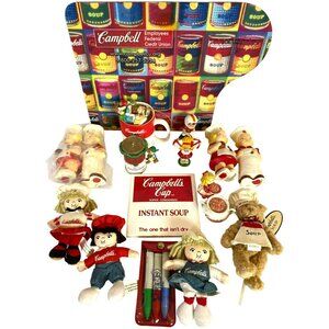Campbells Soup Vintage Dolls Salt Pepper Ornaments Mouse Pad Markers More! RARE